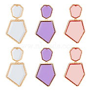 3 Pairs 3 Colors Rhinestone Polygon Dangle Stud Earrings, Light Gold Alloy Long Drop Earrings with Steel Iron Pins, Mixed Color, 88~88.5x47mm, 1 pair/color(EJEW-FI0002-81)