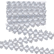 9M Metallic Lace Trims, for Sewing Decoration, Silver, 1-3/4 inch(46mm), about 9.84 Yards(9m)/Strand(SRIB-WH0011-095B)