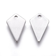 304 Stainless Steel Charms, Rhombus, Stainless Steel Color, 15x9x1mm, Hole: 1.2mm(X-STAS-E474-13)