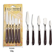 5Pcs Painting Knife Sets, Painting Scraper, Stainless Steel Palette Knife, Painting Art Spatula with Wood Handle, Art Painting Knife Tools for Oil Canvas Acrylic Painting, Coconut Brown, 16.5~23cm(PW-WG71730-01)