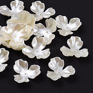 3-Petal Flower ABS Plastic Imitation Pearl Bead Caps, Creamy White, 35x38x12mm, Hole: 2mm(X-OACR-R016-05)