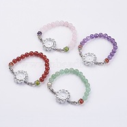 Alloy Rhinestone Bracelet Watches, with Natural Mixed Stone Beads and Iron Bead Spacers, 2-1/8 inch(52mm)(BJEW-JB02867)