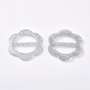 Resin Buckle Clasps, For Webbing, Strapping Bags, Garment Accessories, Flower, Silver, 50.5x47x4mm, Hole: 12.5x29mm(RESI-WH0008-26F)