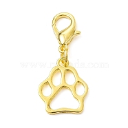 Alloy Pendant Decorations, with Zinc Alloy Lobster Claw Clasps, Cadmium Free & Lead Free, Bear Paw Prints, Golden, 36mm(HJEW-JM01794-01)