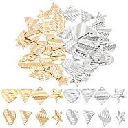 Unicraftale 48Pcs 4 Style 304 Stainless Steel Charms, Twist Heart & Star & Triangle & Rhombus, Golden & Stainless Steel Color, 12pcs/style(STAS-UN0033-14-NR)