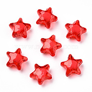 Transparent Acrylic Beads, Bead in Bead, Star, Red, 12x11x8mm, Hole: 2mm, about 1200pcs/500g(TACR-S091-12mm-15)