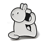 Dancing Theme Enamel Pin, Black Alloy Brooch for Backpack Clothes, Rabbit, 24.8x20.3x1.5mm(JEWB-K016-06C-EB)
