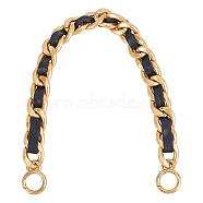 Zinc Alloy Curban Chain & PU Leather Bag Straps, with Spring Gate Ring, for Handbag Handle Replacement Accessories, Golden, 550x27x11.5mm(FIND-WH0143-52G)