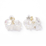 Acrylic Imitation Shell Dangle Earrings, Alloy Cluster Drop Earrings with 925 Sterling Silver Pins for Women, Clear, 32mm, Pin: 0.8mm(EJEW-L281-04B)