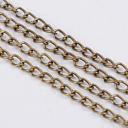 Iron Twisted Chains, Unwelded, Antique Bronze Color, Size: Chains: about 3.7mm long, 2.5mm wide, 0.7mm thick(X-CH-TM0.5-AB)