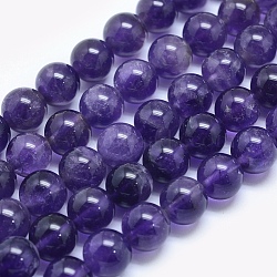 Natural Amethyst Beads Strands, Round, 8mm, Hole: 1mm, about 50pcs/strand, 15.5 inch(39.3cm)(G-E481-03-8mm)