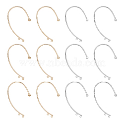 12Pcs 2 Colors Brass Ear Cuff Findings, Climber Wrap Around Non-piercing Earring Findings with Double Horizontal Loops, Mixed Color, 53x31.5x4mm, Hole: 1.4mm, 6pcs/color(EJEW-UN0002-30)