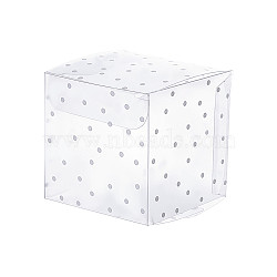 Polka Dot Pattern Transparent PVC Square Favor Box Candy Treat Gift Box, for Wedding Party Baby Shower Packing Box, Clear, 15x10.05x0.04cm, Box Size: 5x5x5cm, 30pcs/set(CON-BC0006-22)