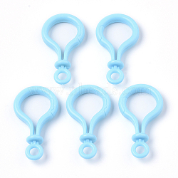 Opaque Solid Color Bulb Shaped Plastic Push Gate Snap Keychain Clasp Findings, Light Sky Blue, 57.5x32x12mm, Hole: 6mm(KY-T021-01D)