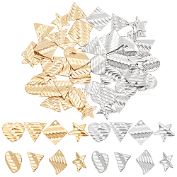 Unicraftale 48Pcs 4 Style 304 Stainless Steel Charms, Twist Heart & Star & Triangle & Rhombus, Golden & Stainless Steel Color, 12pcs/style(STAS-UN0033-14-NR)