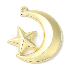 Rack Plating Alloy Pendants, Cadmium Free & Nickel Free & Lead Free, Moon with Star Charms, Golden, 24x22x4mm, Hole: 1.4mm(FIND-I039-048G)