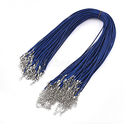Waxed Cord Necklace Making, with Zinc Alloy Lobster Clasps, Platinum, Dark Blue, 17.8 inch~18 inch(45.5~46cm), 2mm(NCOR-T001-26)