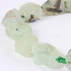 Natural Gemstone Prehnite Rough Nuggets Bead Strands, 13~40x10~26x10~23mm, Hole: 2mm, about 14~19pcs/strand, 16.54 inch(G-E219-10)
