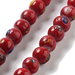 Handmade Lampwork Beads, Round, FireBrick, 11~11.5x10~11mm, Hole: 1.8mm, about 64~67pcs/strand, 25.71''(65.3cm)(LAMP-Z008-09E)