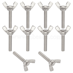 304 Stainless Steel Butterfly Screws, Wing Bolt, Stainless Steel Color, 45x26x11.5mm, 10pcs/box(STAS-UN0045-76)