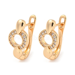 Brass Micro Pave Clear Cubic Zirconia Hoop Earrings, Ring, Light Gold, 18.5x9mm(EJEW-A107-01C-KCG)