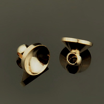 Brass Bead Cap Pendant Bails, for Globe Glass Bubble Cover Pendants, Vail, Lid, Light Gold, 8x6mm, Hole: 1mm

