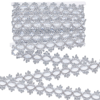 9M Metallic Lace Trims, for Sewing Decoration, Silver, 1-3/4 inch(46mm), about 9.84 Yards(9m)/Strand