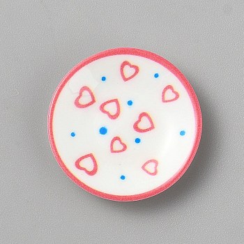 Resin Dollhouse Dish, Heart, Miniature Ornaments, for Dollhouse Accessories, Pink, 34x6mm