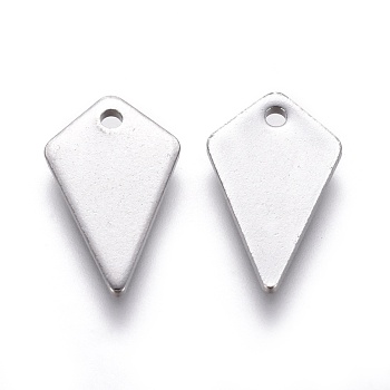 304 Stainless Steel Charms, Rhombus, Stainless Steel Color, 15x9x1mm, Hole: 1.2mm