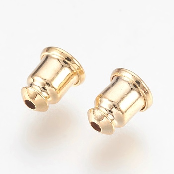 Brass Ear Nuts, Earring Backs, Nickel Free, Real 18K Gold Plated, 6x5mm, Hole: 0.6mm
