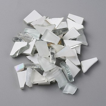 Glass Mosaic Tiles, Irregular Shape Mosaic Tiles, for DIY Mosaic Art Crafts, Picture Frames and More, White, 9~15x6~15x4mm, about 1299pcs/1000g