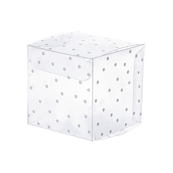 Polka Dot Pattern Transparent PVC Square Favor Box Candy Treat Gift Box, for Wedding Party Baby Shower Packing Box, Clear, 15x10.05x0.04cm, Box Size: 5x5x5cm, 30pcs/set
