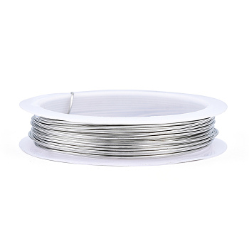 Round Craft Copper Wire, Nickel Free, Silver Color Plated, 20 Gauge, 0.8mm, about 16.40 Feet(5m)/Roll