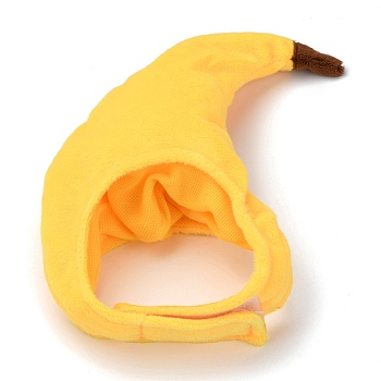 Cloth Pet Headwear Costume, with Hook and Loop Tapes, for Cats Dogs Festival Birthday Theme Party Photo Prop, Banana, Gold, 205x180x40mm, Inner Diameter: 70~110mm