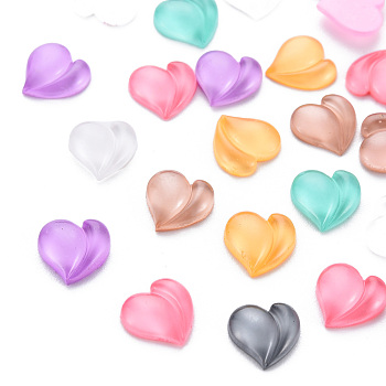 Translucent Resin Cabochons, Heart, Mixed Color, 8x8x2mm