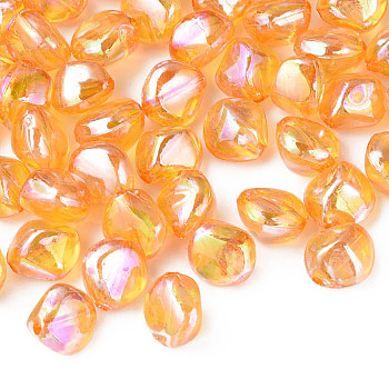 Transparent Acrylic Beads, AB Color Plated, Nuggets, Gold, 10.5x10x8mm, Hole: 1.6mm, about 2300pcs/500g