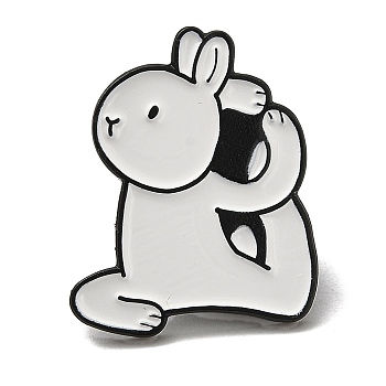Dancing Theme Enamel Pin, Black Alloy Brooch for Backpack Clothes, Rabbit, 24.8x20.3x1.5mm