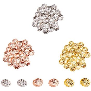 Brass Flower Bead Caps, Mixed Color, 7x2mm, Hole: 1mm, 200pcs/color, 600pcs/box