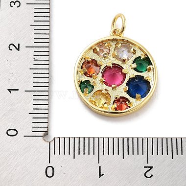 Flat Round Rack Plating Brass Micro Pave Cubic Zirconia Pendants(KK-Z071-76G)-3