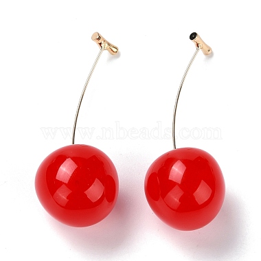 Red Cherry Resin Stud Earrings