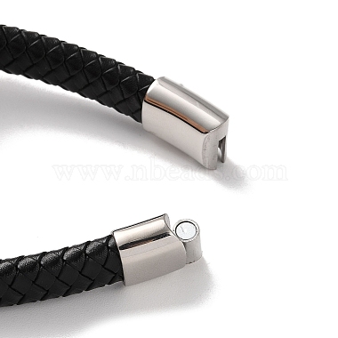bracelets pour hommes en cordon de cuir pu noir tressé(BJEW-K243-33AS)-4