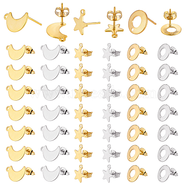 Golden & Stainless Steel Color Mixed Shapes 304 Stainless Steel Stud Earring Findings