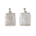 Floral Embossed Brass Locket Pendants, Openable Rectangle Photo Frame Charms for Necklaces, Nickel Free, Long-Lasting Plated, Platinum, 12x18x3mm, Hole: 4x.2.5mm, inner size: 9x6mm(KK-CBA7157-09A-P)