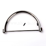 Zinc Alloy Bag Handle, with Iron Screws, Half Round, for Bag Accessories, Gunmetal, 7.8x13.1x1.1cm, Hole: 2mm(FIND-WH0069-91B)