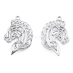 Non-Tarnish 201 Stainless Steel Pendants, Horse, Stainless Steel Color, 31.5x22.5x2mm, Hole: 2.7mm(STAS-N098-262P)