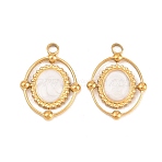 304 Stainless Steel Enamel Pendants, Oval Charms, Ion Plating(IP), Real 18K Gold Plated, 21x16x2.5mm, Hole: 2mm(STAS-K293-15G)