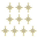 10Pcs Zinc Alloy Crystal Rhinestone Connector Charms, Star Links, Golden, 24x19mm(ALRI-YW0001-43)