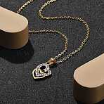 304 Stainless Steel Crystal Rhinestone Heart Pendant Cable Chain Necklaces for Women, Real 18K Gold Plated, 17.32 inch(44cm), Pendant: 20x12.5mm(NJEW-Z056-01E-G)