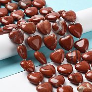 Natural Red Jasper Beads Strands, with Seed Beads, Heart, 14~15x15x6~6.5mm, Hole: 1.4mm, about 23~24pcs/strand, 14.57''(37cm)(G-E614-A14-01)