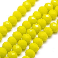 Opaque Solid Color Crystal Glass Rondelle Beads Strands, Faceted, Yellow, 3.5x2.5~3mm, Hole: 1mm, about 113~115pcs/strand, 32~33cm(EGLA-F049A-06)